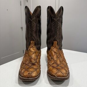 Cognac Lucchese Piraruca Brooks  Cowboy Western Boots 10 2E (Extra Wide)SOLD OUT